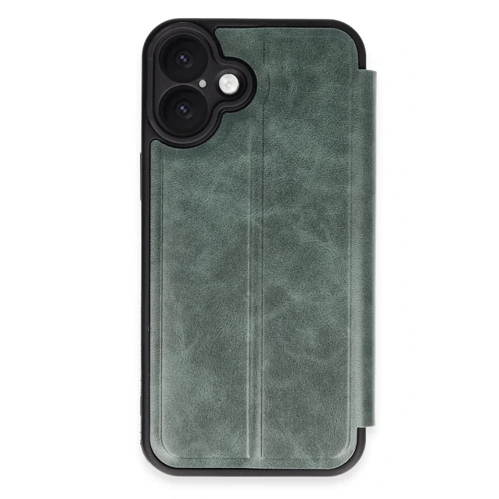 Mey İthalat®   iPhone 16 Plus Kılıf Flip Cover - Koyu Yeşil
