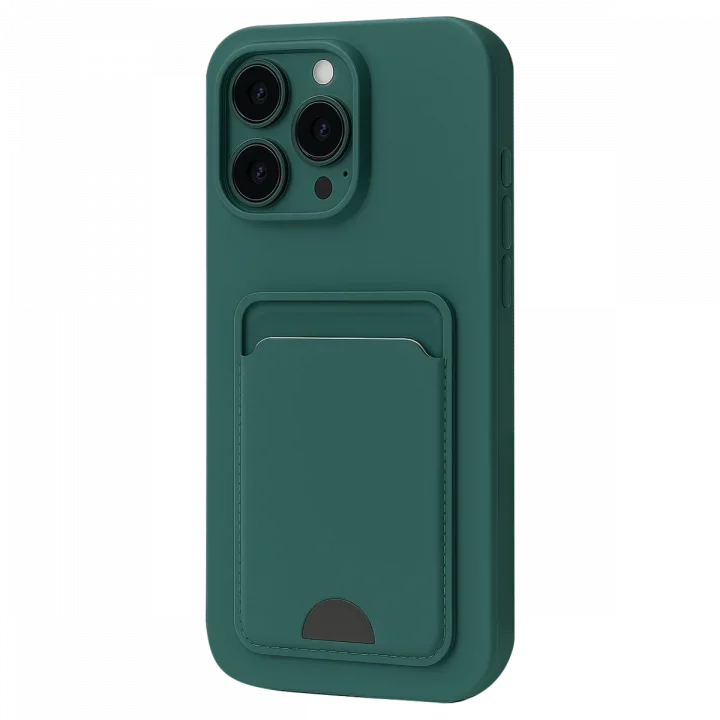 Mey İthalat®   iPhone 16 Plus Kılıf Kelvin Kartvizitli Silikon - Koyu Yeşil