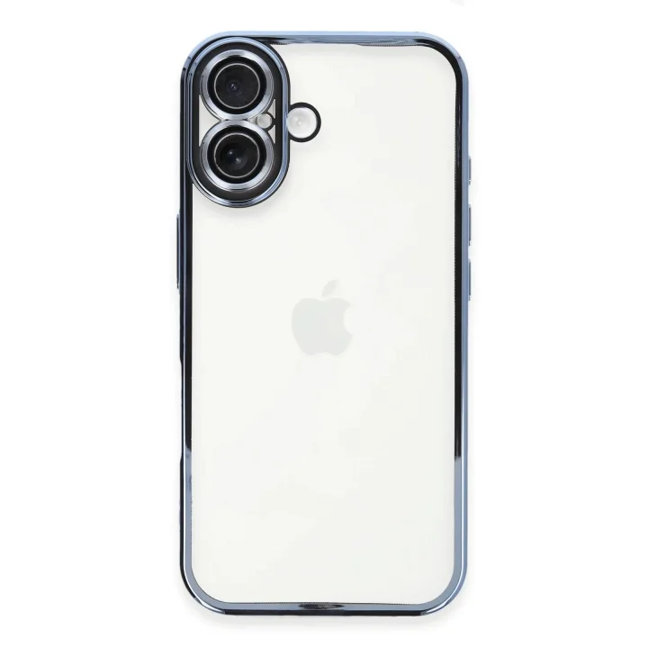 Mey İthalat®   iPhone 16 Plus Kılıf  Lensli Silikon - Açık Mavi