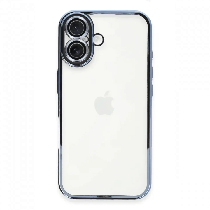 Mey İthalat®   iPhone 16 Plus Kılıf  Lensli Silikon - Açık Mavi