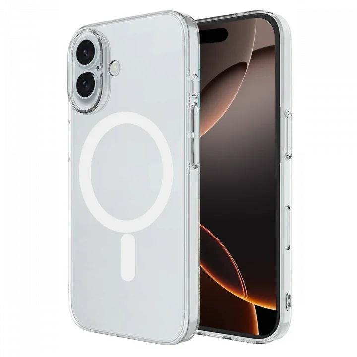 Mey İthalat®   iPhone 16 Plus Kılıf Magneticsafe Şeffaf Silikon - Şeffaf