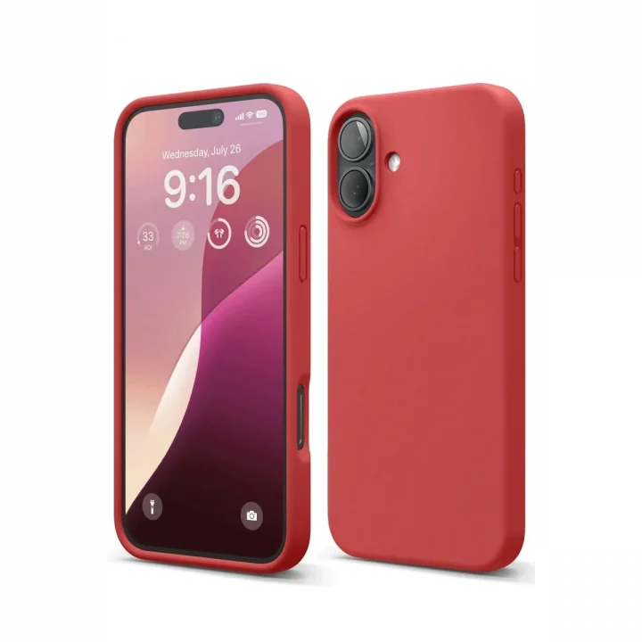Mey İthalat®   iPhone 16 Plus Kılıf Nano içi Kadife Silikon - Kırmızı