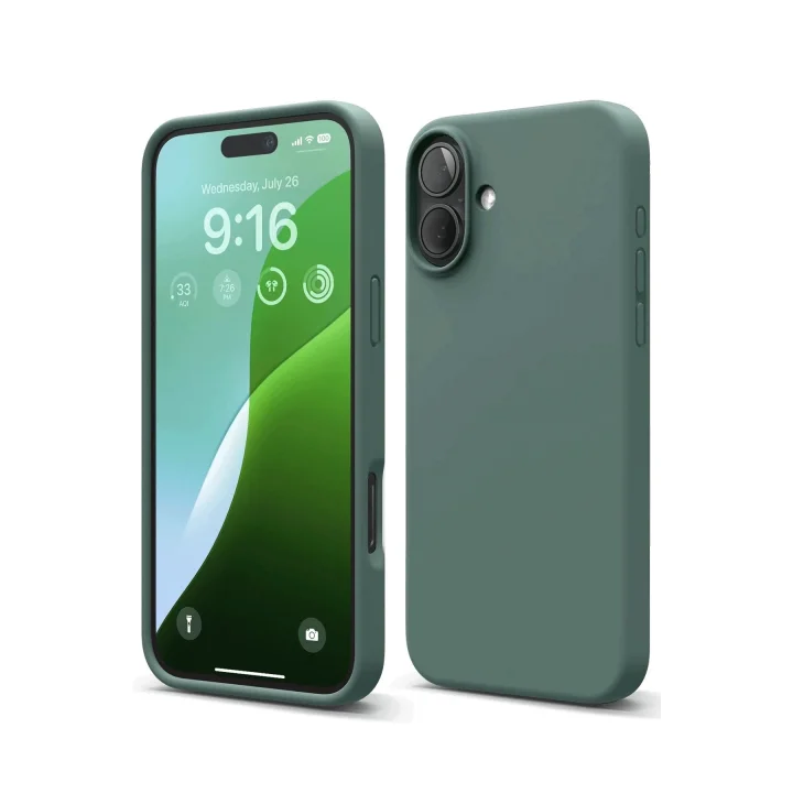 Mey İthalat®   iPhone 16 Plus Kılıf Nano içi Kadife Silikon - Koyu Yeşil