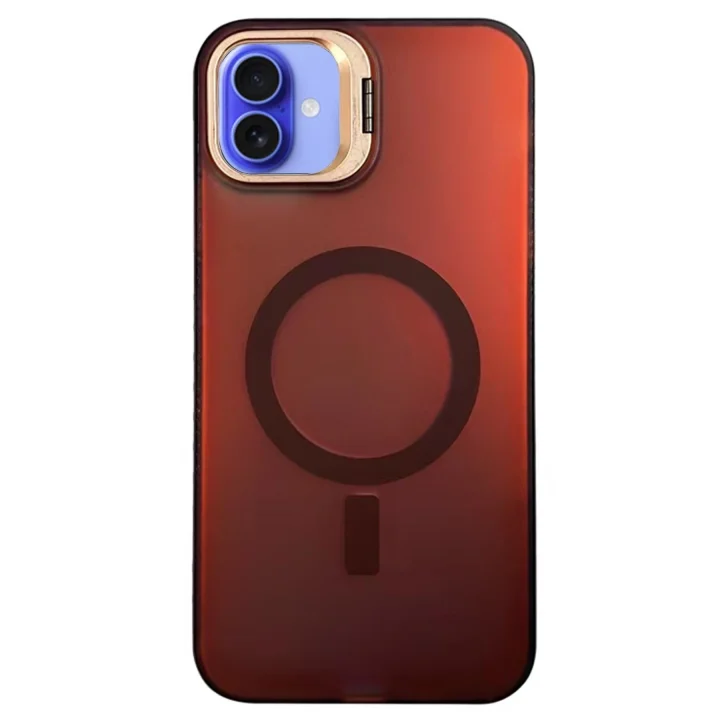 Mey İthalat®  iPhone 16 Plus Kılıf Primera Magsafe Standlı Kapak - Bordo