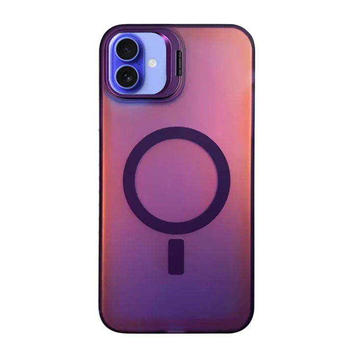 Mey İthalat®  iPhone 16 Plus Kılıf Primera Magsafe Standlı Kapak - Derin Mor