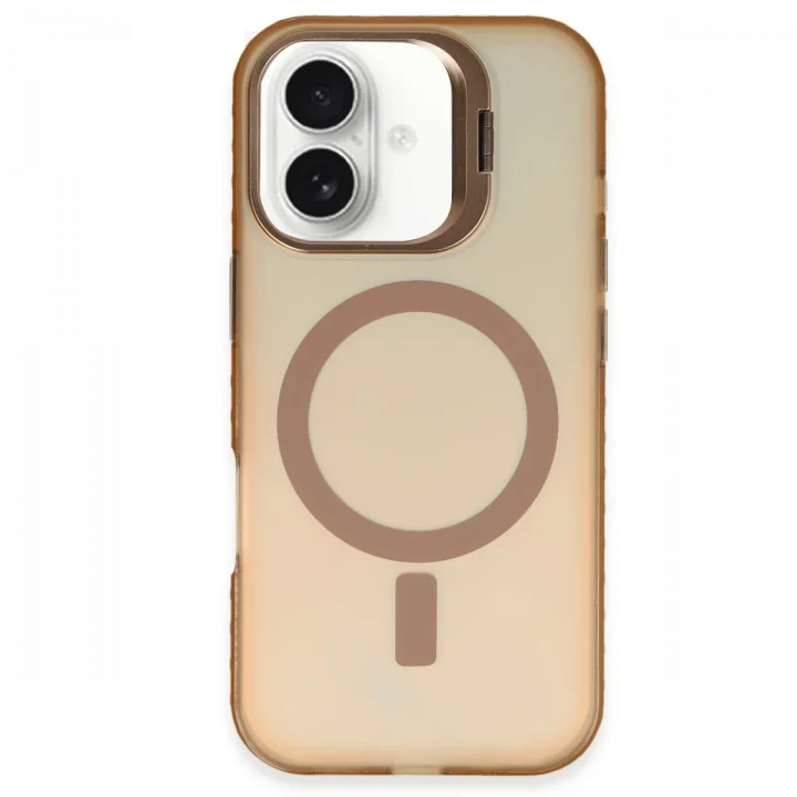 Mey İthalat®   iPhone 16 Plus Kılıf Primera Magsafe Standlı Kapak - Gold