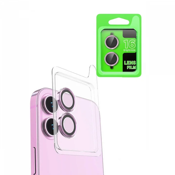 Mey İthalat®  iPhone 16 Plus Raze Metal Kamera Lens - Pembe
