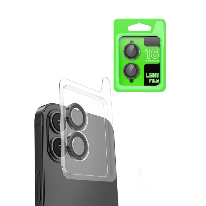 Mey İthalat®  iPhone 16 Plus Raze Metal Kamera Lens - Siyah