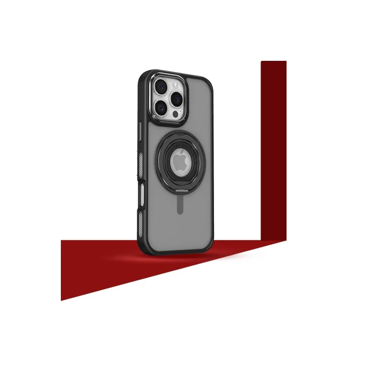 Mey İthalat®  iPhone 16 Pro Banza Magsafe Standlı Kapak - Turuncu