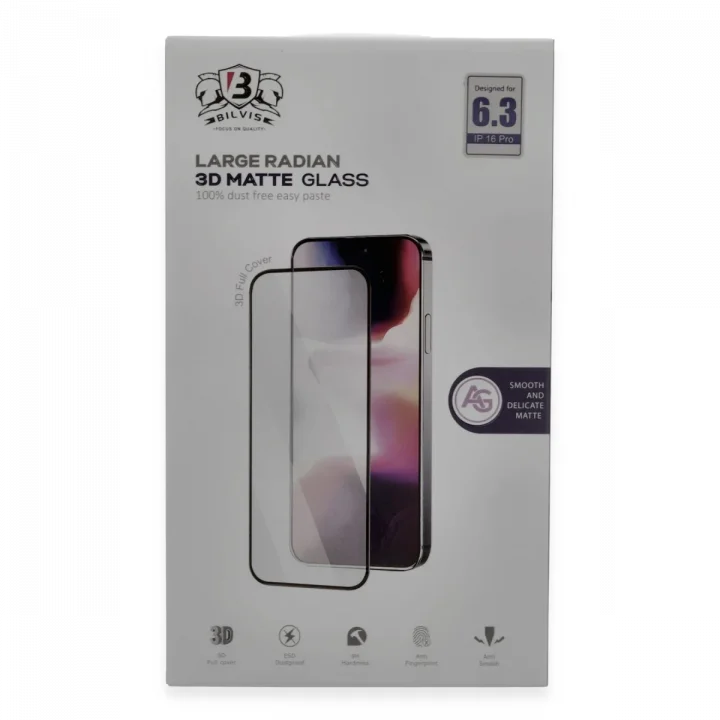 Mey İthalat®  iPhone 16 Pro Bilvis 3D Mat Cam Ekran Koruyucu