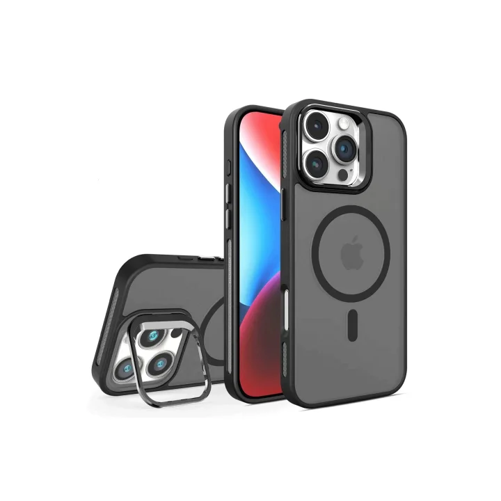 Mey İthalat®  iPhone 16 Pro Flet Lens Magsafe Kapak - Siyah