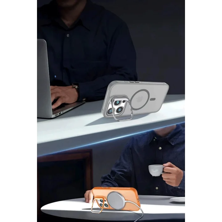 Mey İthalat®  iPhone 16 Pro Flet Lens Magsafe Kapak - Siyah