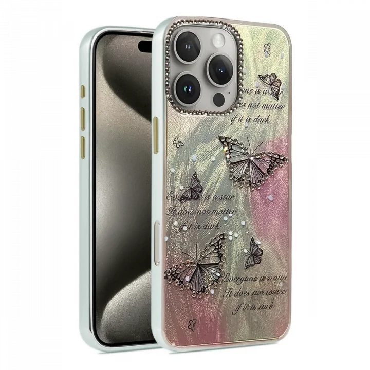 Mey İthalat®  iPhone 16 Pro Kılıf Blade Aynalı Desenli Kapak - Desen 6