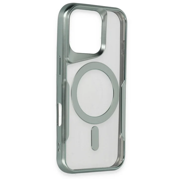 Mey İthalat®   iPhone 16 Pro Kılıf Boyi Magsafe Silikon Kapak - Yeşil