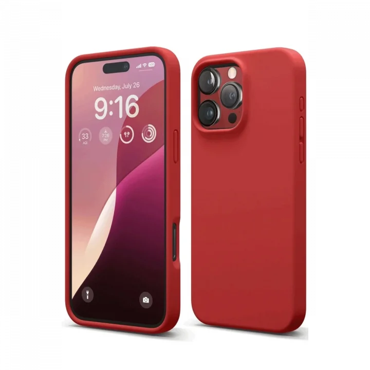 Mey İthalat®   iPhone 16 Pro Kılıf First Silikon - Kırmızı