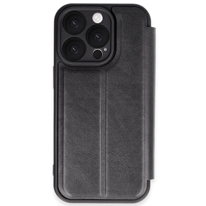 Mey İthalat®   iPhone 16 Pro Kılıf Flip Cover - Siyah