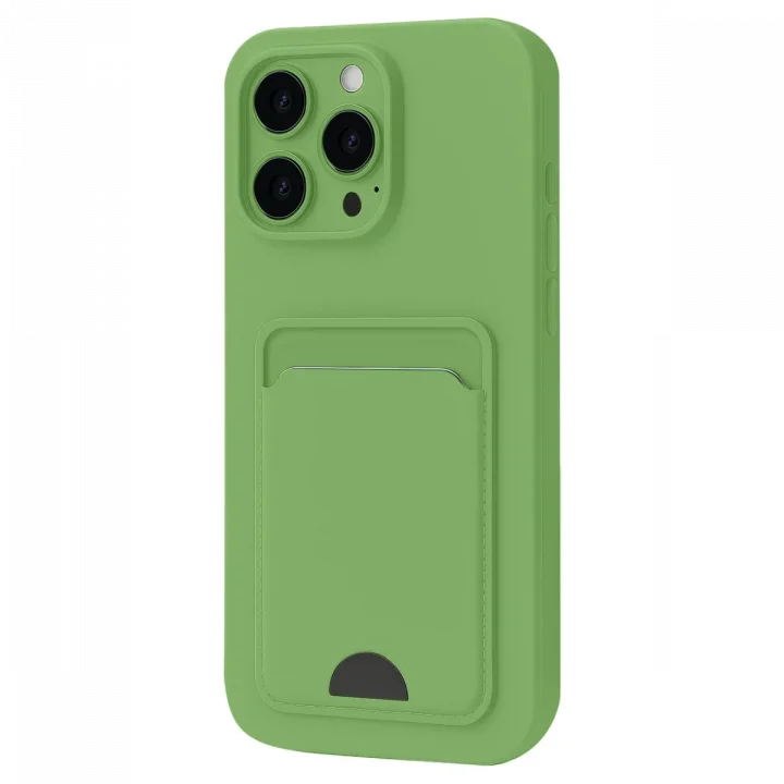 Mey İthalat®  iPhone 16 Pro Kılıf Kelvin Kartvizitli Silikon - Açık Yeşil