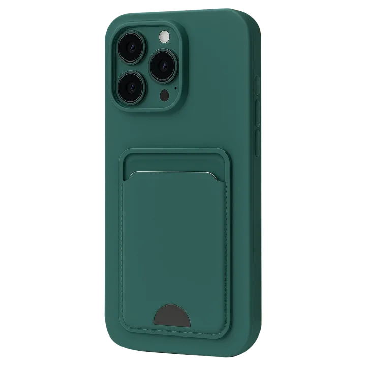Mey İthalat®   iPhone 16 Pro Kılıf Kelvin Kartvizitli Silikon - Koyu Yeşil