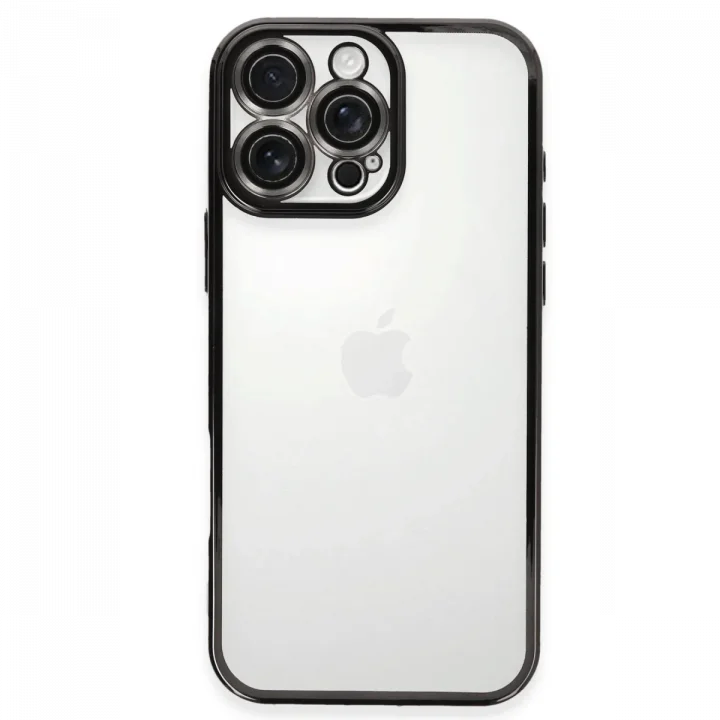 Mey İthalat®   iPhone 16 Pro Kılıf  Lensli Silikon - Siyah