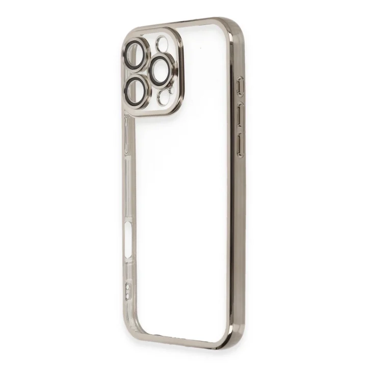 Mey İthalat®   iPhone 16 Pro Kılıf  Lensli Silikon - Titanyum Gri