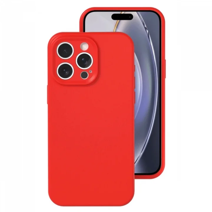 Mey İthalat®   iPhone 16 Pro Kılıf Nano içi Kadife Silikon - Kırmızı