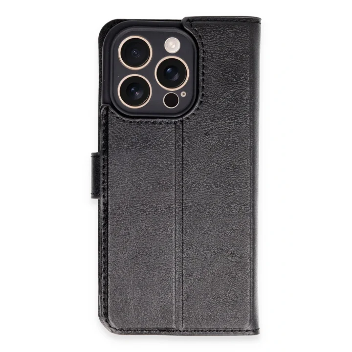 Mey İthalat®   iPhone 16 Pro Kılıf Trend S Plus Kapaklı Kılıf - Siyah