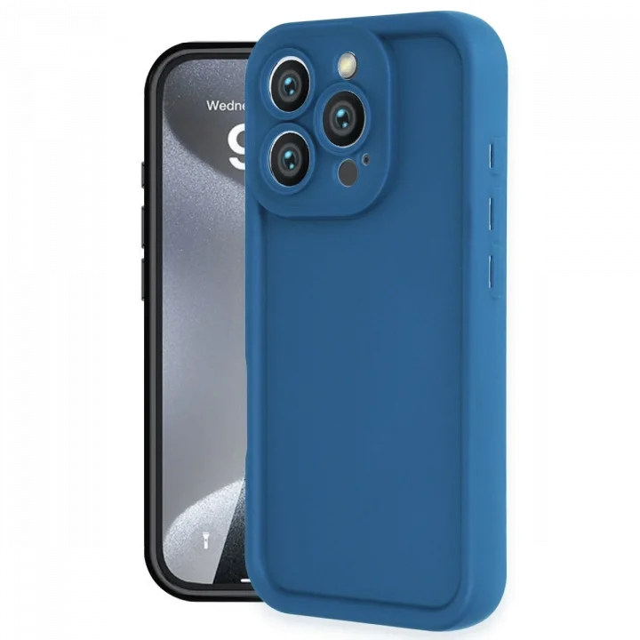 Mey İthalat®   iPhone 16 Pro Kılıf Viera Silikon - Mavi