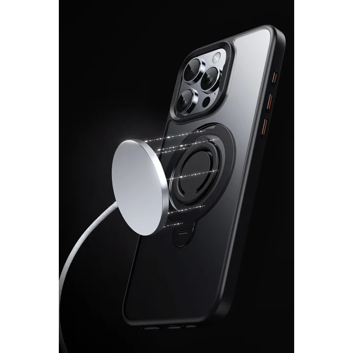 Mey İthalat®  iPhone 16 Pro Max Avatar 360 Dönen Magsafe Kapak - Siyah