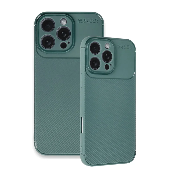 Mey İthalat®   iPhone 16 Pro Max Kılıf Auto Focus Karbon Kapak - Koyu Yeşil