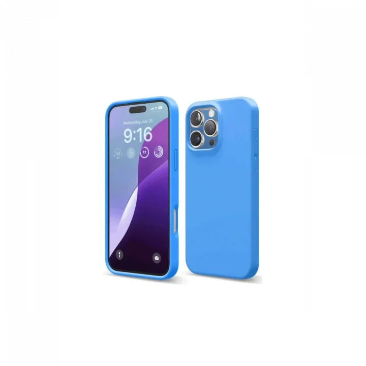 Mey İthalat®   iPhone 16 Pro Max Kılıf First Silikon - Mavi