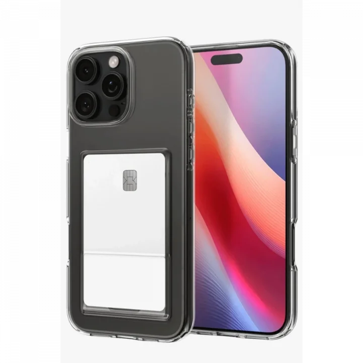Mey İthalat®   iPhone 16 Pro Max Kılıf Kart Şeffaf Silikon - Şeffaf