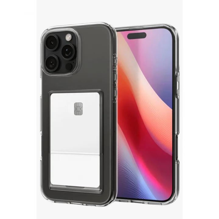 Mey İthalat®   iPhone 16 Pro Max Kılıf Kart Şeffaf Silikon - Şeffaf