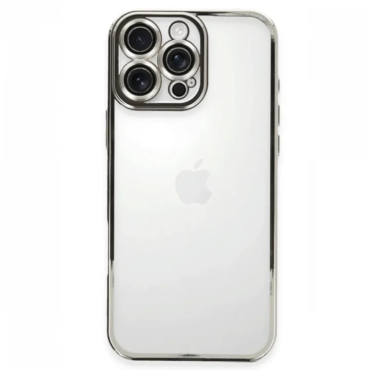 Mey İthalat®   iPhone 16 Pro Max Kılıf  Lensli Silikon - Gümüş