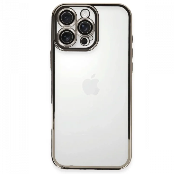 Mey İthalat®   iPhone 16 Pro Max Kılıf  Lensli Silikon - Titanyum Gri