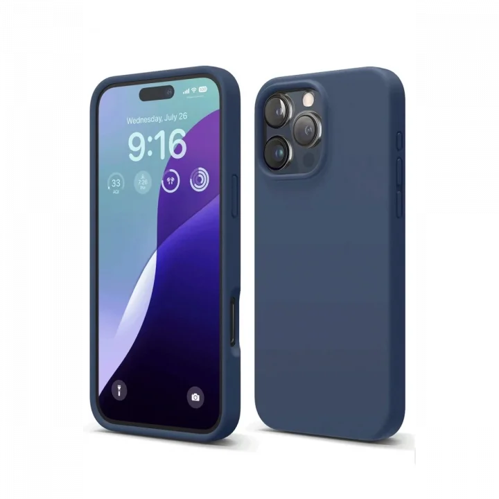 Mey İthalat®   iPhone 16 Pro Max Kılıf Nano içi Kadife Silikon - Lacivert