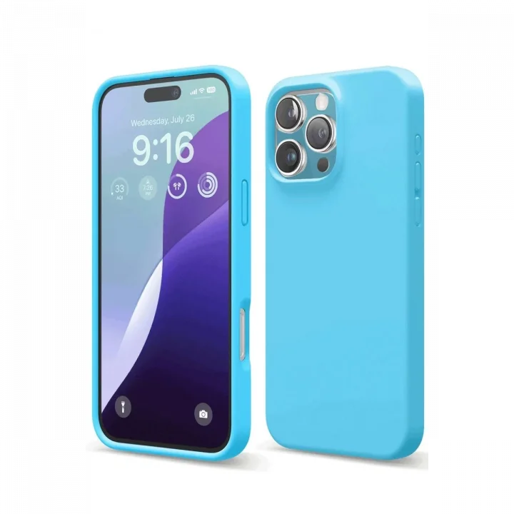 Mey İthalat®   iPhone 16 Pro Max Kılıf Nano içi Kadife Silikon - Mavi