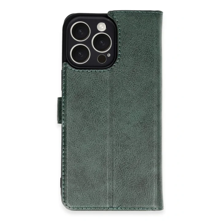 Mey İthalat®   iPhone 16 Pro Max Kılıf Trend S Plus Kapaklı Kılıf - Yeşil