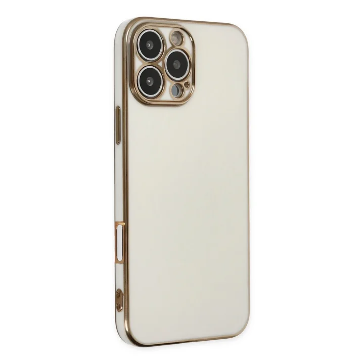 Mey İthalat®   iPhone 16 Pro Max Kılıf Volet Silikon - Beyaz