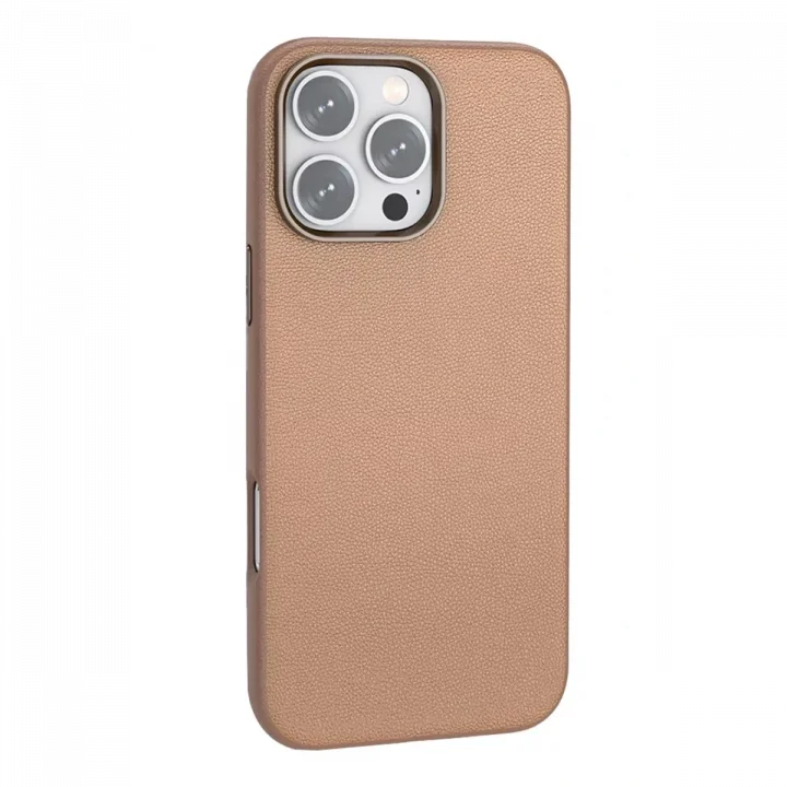 Mey İthalat®  iPhone 16 Pro Max Wonder Deri Magsafe Kapak - Bronz