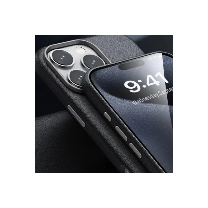 Mey İthalat®  iPhone 16 Pro Max Wonder Deri Magsafe Kapak - Titan Gri