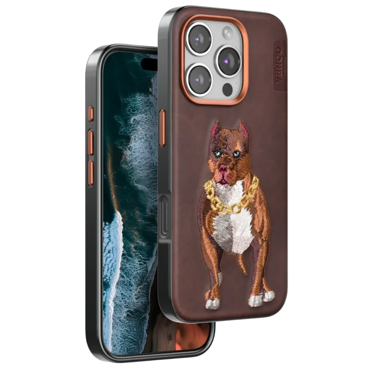 Mey İthalat®  iPhone 16 Pro Perma Desenli Kapak - Kahverengi