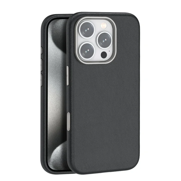 Mey İthalat®  iPhone 16 Pro Wonder Deri Magsafe Kapak - Siyah