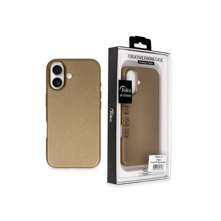 Mey İthalat®  iPhone 16 Wonder Deri Magsafe Kapak - Bronz