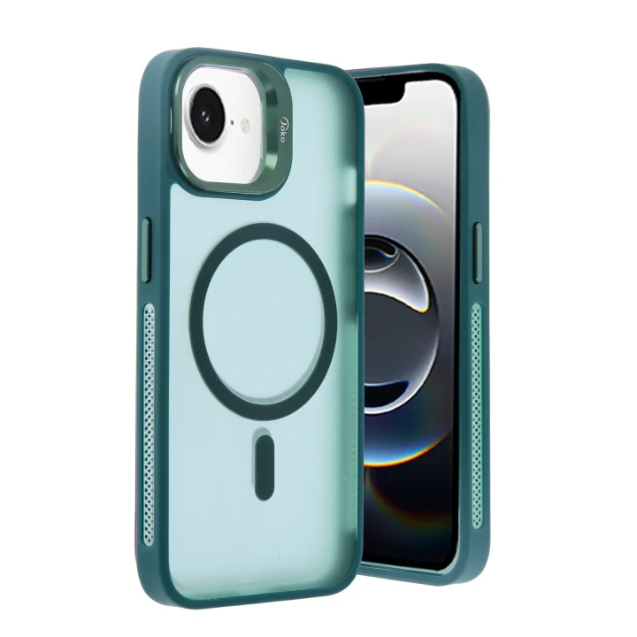 Mey İthalat®  iPhone 16E Flet Lens Magsafe Kapak - Koyu Yeşil