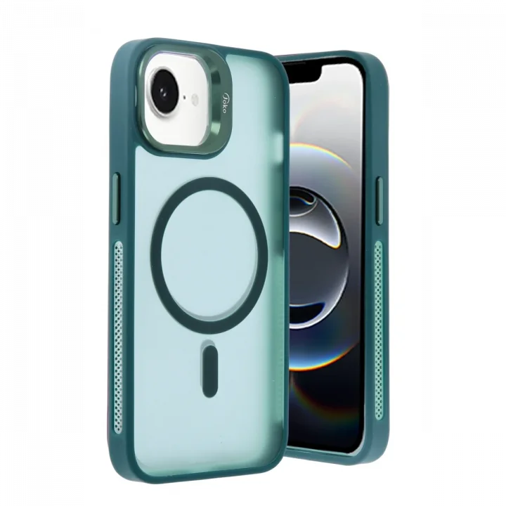 Mey İthalat®  iPhone 16E Flet Lens Magsafe Kapak - Koyu Yeşil