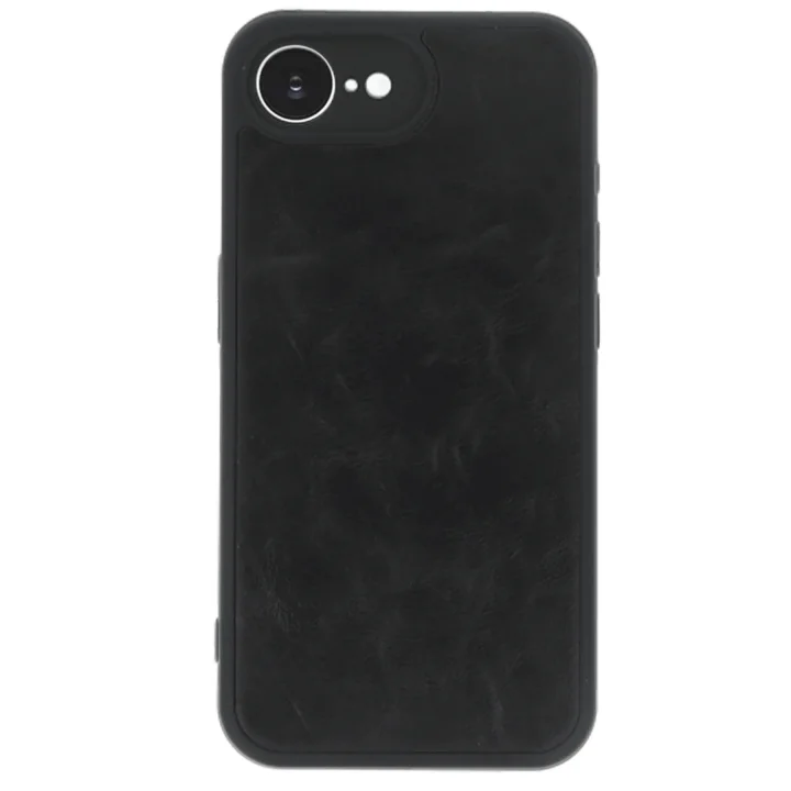 Mey İthalat®  iPhone 16E Kılıf Aras Deri Kapak - Siyah