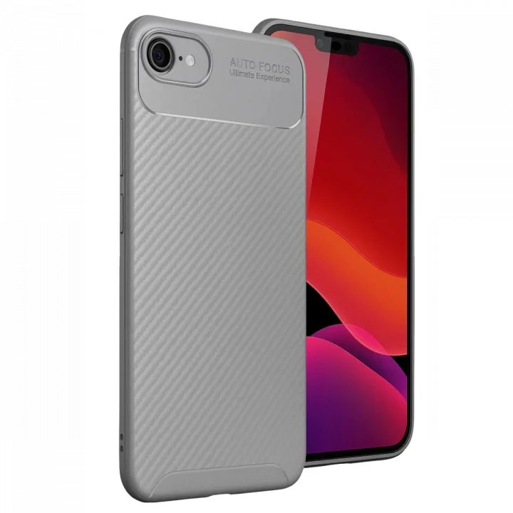 Mey İthalat®  iPhone 16E Kılıf Auto Focus Karbon Kapak - Gri