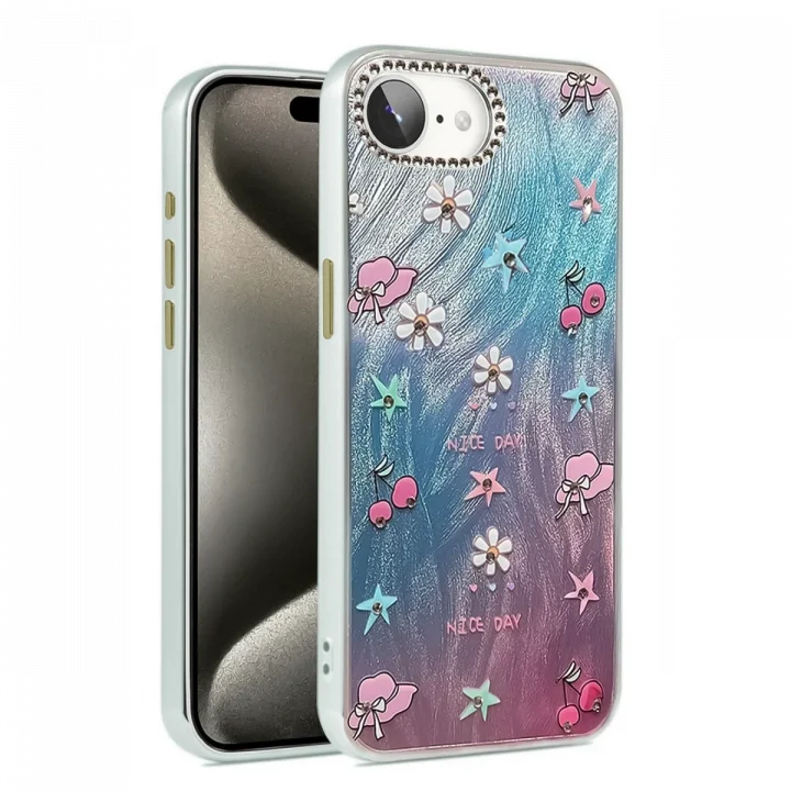 Mey İthalat®  iPhone 16E Kılıf Blade Aynalı Desenli Kapak - Desen 4