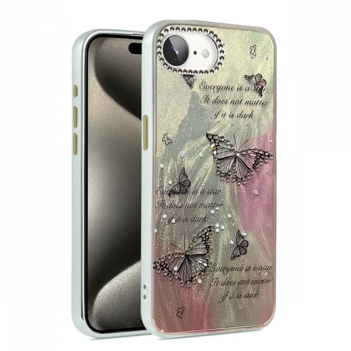 Mey İthalat®  iPhone 16E Kılıf Blade Aynalı Desenli Kapak - Desen 6