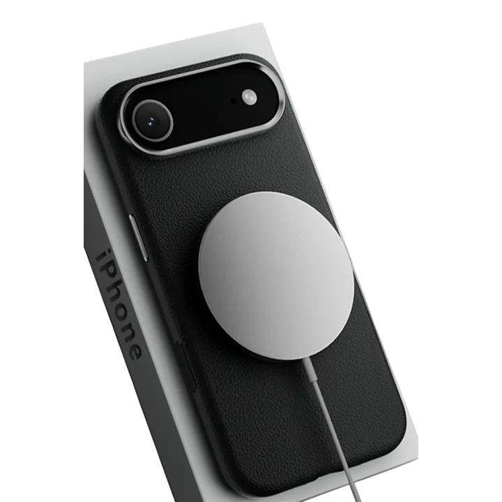 Mey İthalat®   iPhone 17 Air Wonder Deri Magsafe Kapak - Siyah